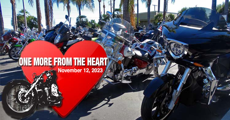 Photo of a row of motorcycles advertising the fundraiser event